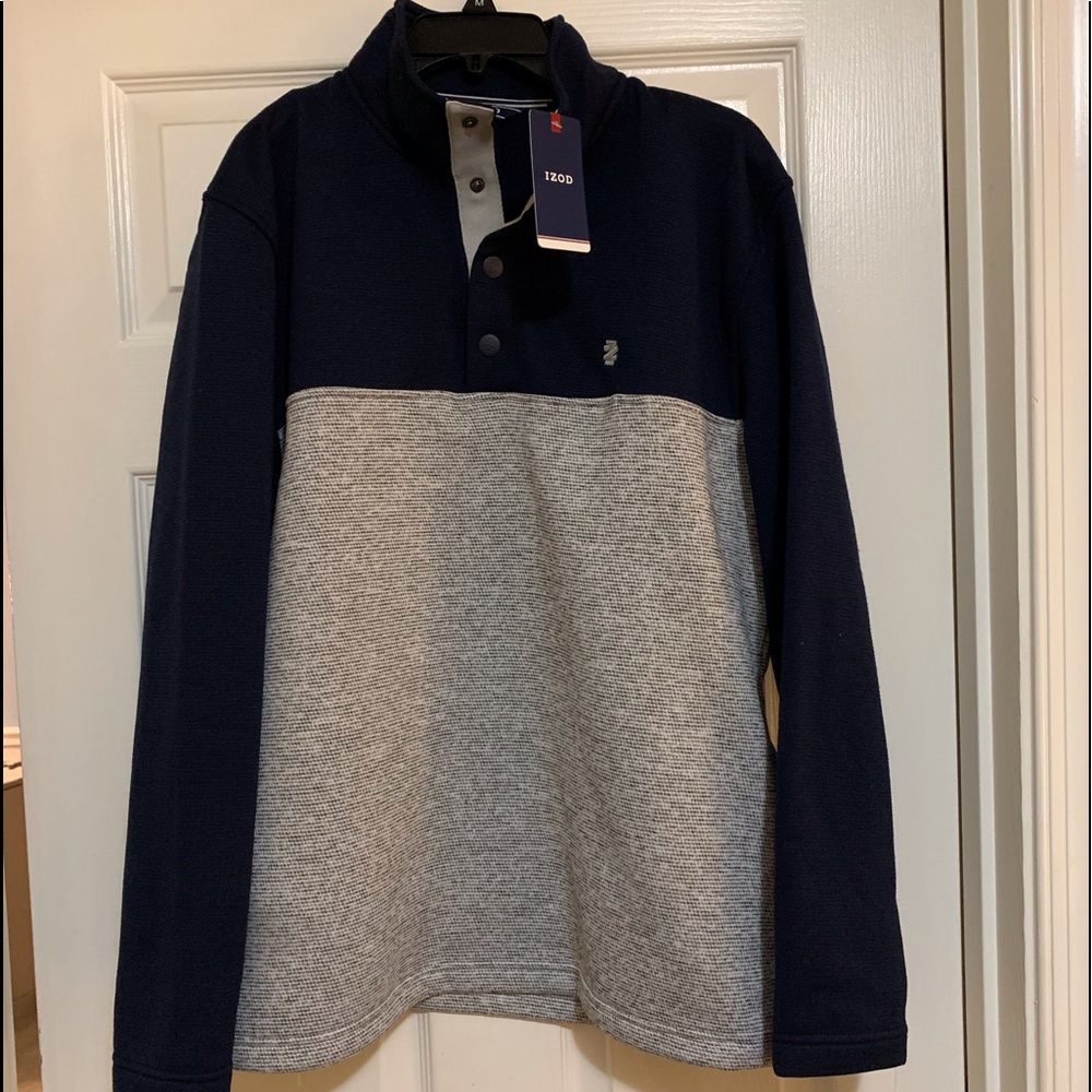 IZOD blue and grey quarter button up fleece